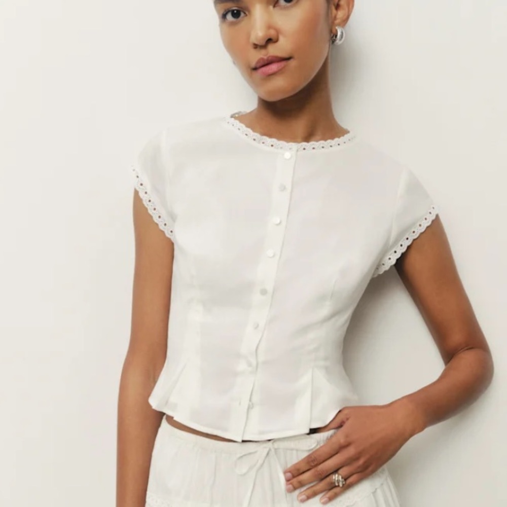 Reformation White Button-Up Blouse